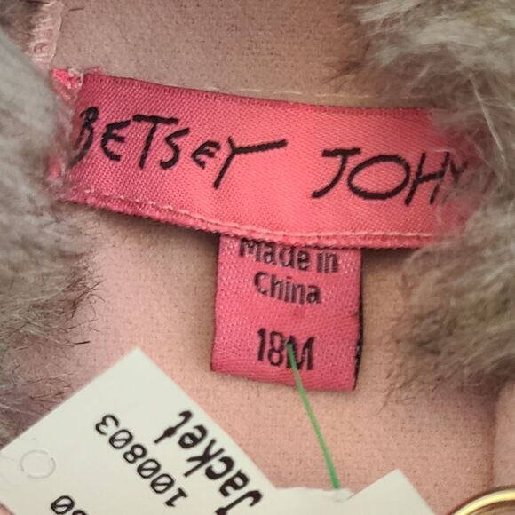 Betsey Johnson Cape Hoodie Toddler Pink Felt With Hearts Faux Fur Sz 18 Mos - Picture 9 of 11